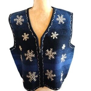 NWT Telluride Clothing Co. Blue Boiled Wool Snowflake Vest XL